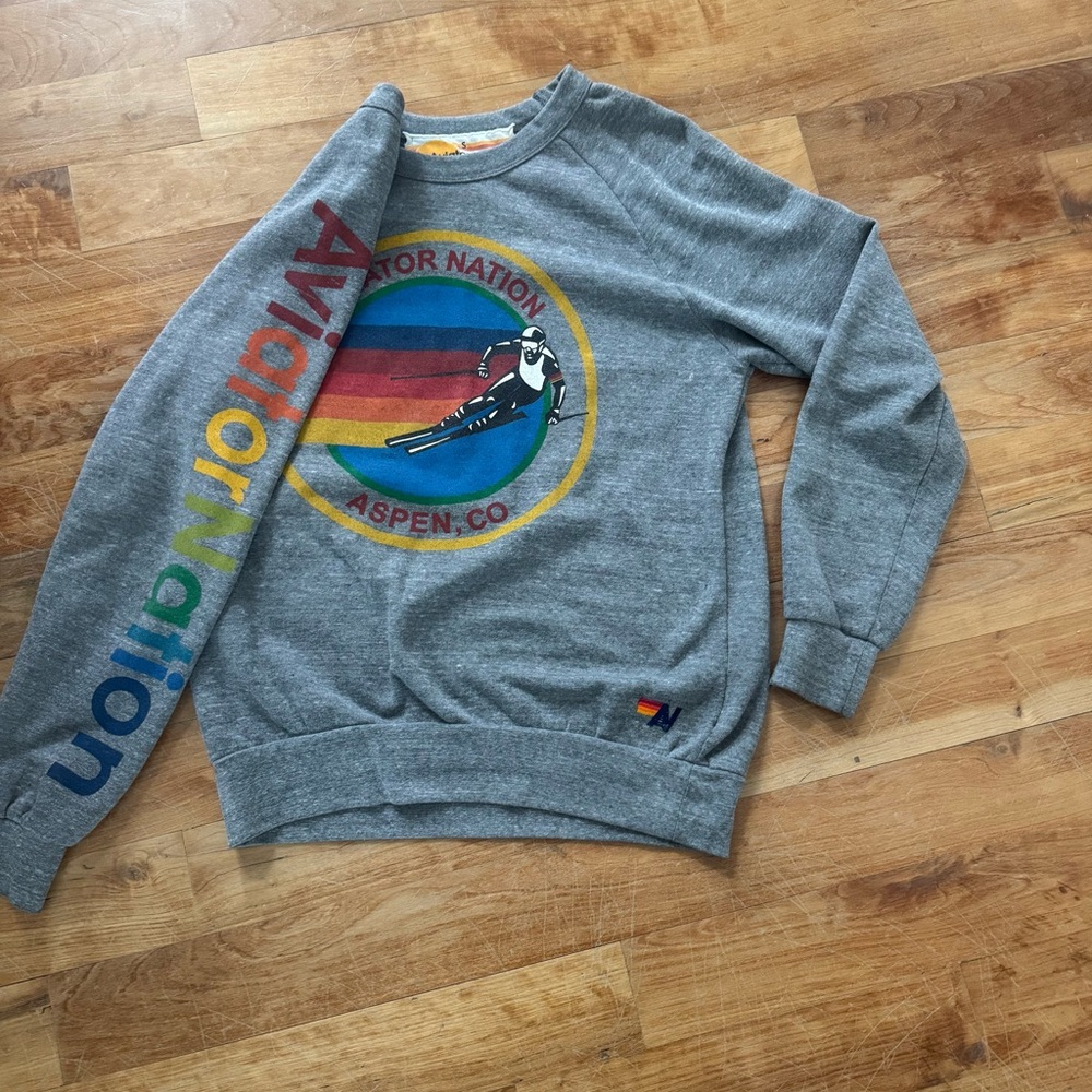Aviator Nation Gray Sweatshirt with Colorful Logo Aspen, CO - Picture 2 of 3